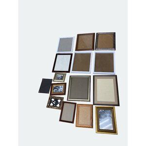 Assorted Picture Frames Mixed Sizes & Styles Gold Wood Metal Plastic Decorative